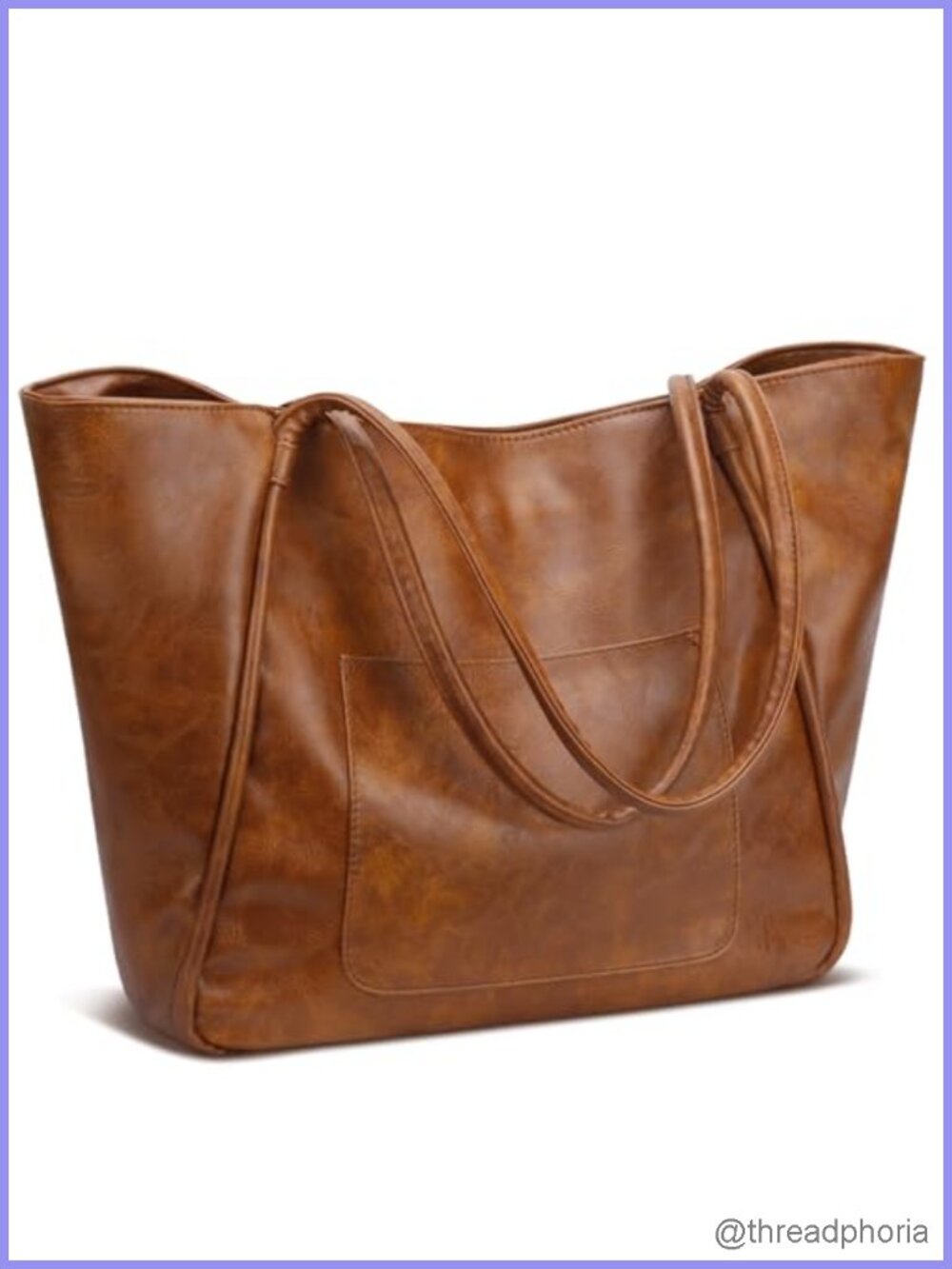 Large PU Leather Tote Bag for Women with Zipper Anti-Theft Work Travel Handbag
